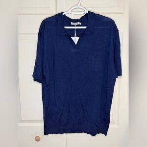 Collars & Co Men's XXXL Navy Blue Shirt Merino wool NWT